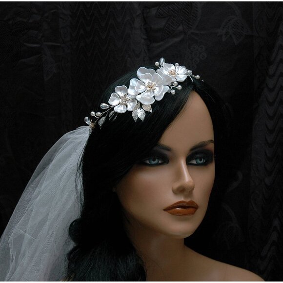 Bridal Headpiece Flower Hair Vine Wedding Headband Tiara main image 7